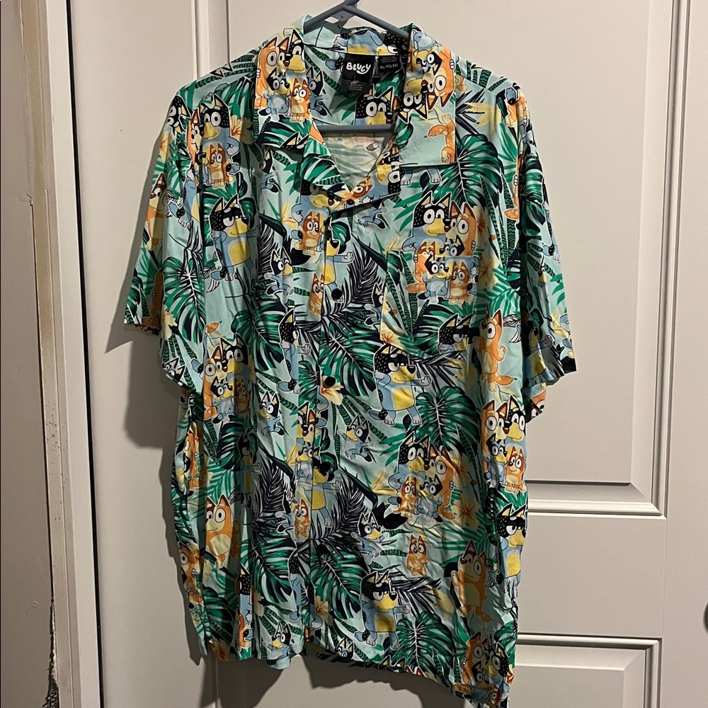 Bluey Family Hawaiian Shirt Men's XL Button Up